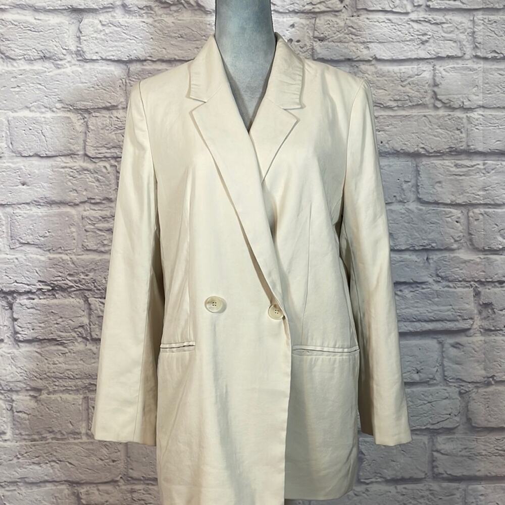 H&M oversized fit beige retro blazer jacket - Picture 2 of 10